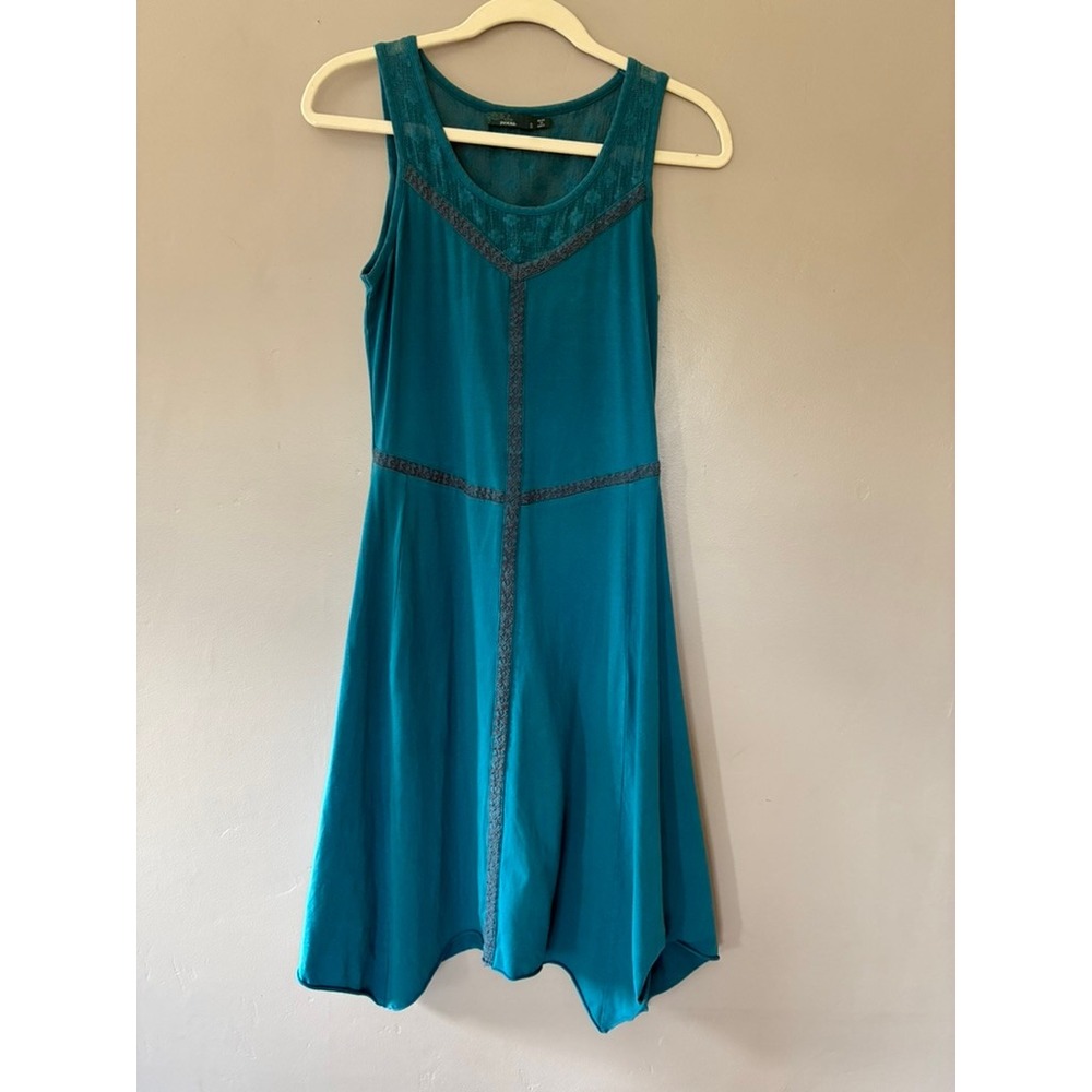 S Prana Organic Cotton Crochet Lace Handkerchief Hem Dress Granola Whimsigoth